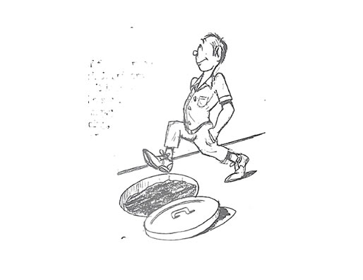 Man walking on sidewalk